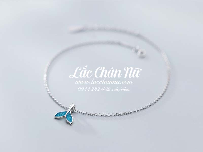 Lắc chân bạc nữ cao cấp cá heo xanh cá tính LCBN192