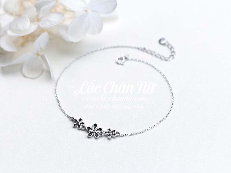 Lắc chân bạc nữ cao cấp hoa sang chảnh LCBN199