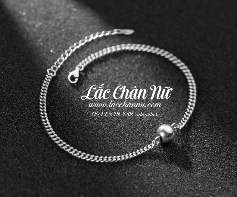 Lắc chân bạc nữ cao cấp bi tròn đơn giản LCBN229