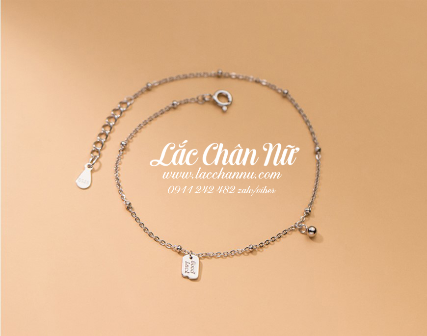 Lắc chân bạc nữ cao cấp chữ lucky đẹp LCBN255