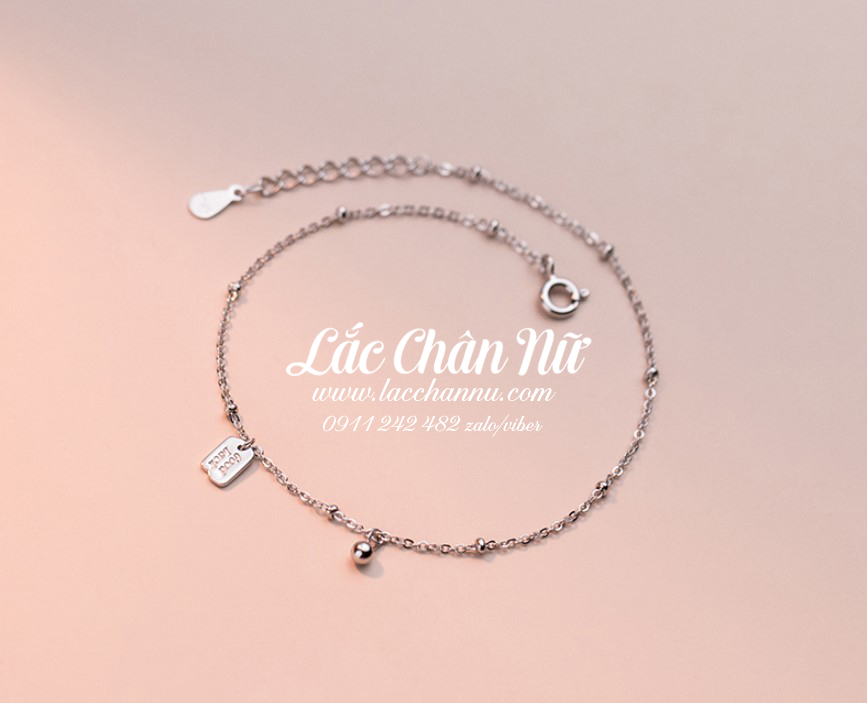 Lắc chân bạc nữ cao cấp chữ lucky đẹp LCBN255