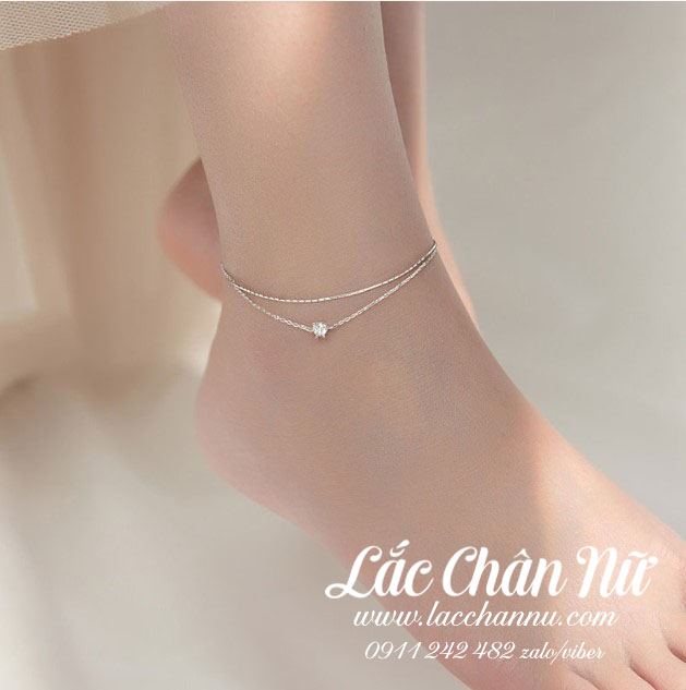 Lắc chân bạc nữ dây đôi đẹp LCBN266