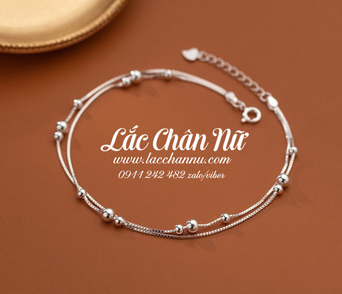 Lắc chân bạc nữ bi tròn dịu dàng LCBN277