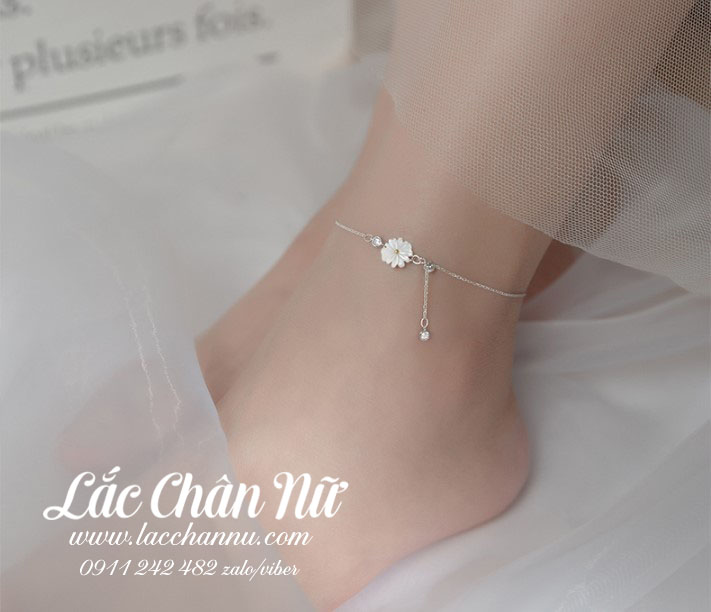 Lắc chân bạc nữ hoa cúc LCBN278