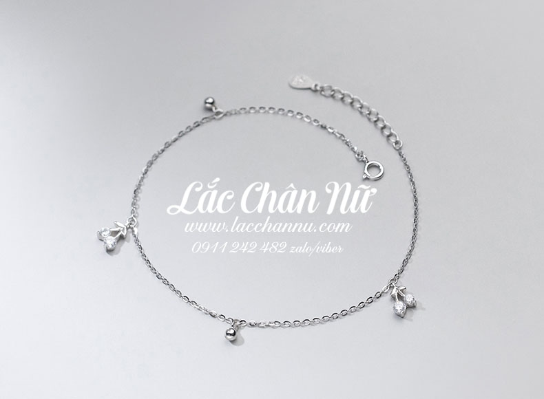 Lắc chân bạc nữ hình cherry LCBN282