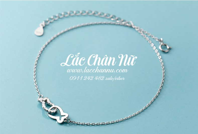 Lắc chân bạc nữ song ngư lấp lánh LCBN299