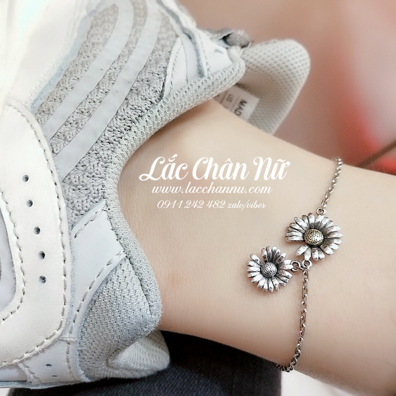 Lắc chân bạc nữ hoa cúc Daisies khuyết cánh cá tính LCBN222